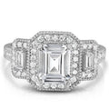 18k White Gold Tri Stone Emerald Cut Cubic Zirconia Ring by DailySale