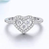 18K White Gold Tri Stone Halo Heart Ring
