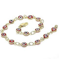 18k Women's Gold Filled High Polish Finsh Red Evil Eye Clasp Bracelet 7.5 Inch by DailySale