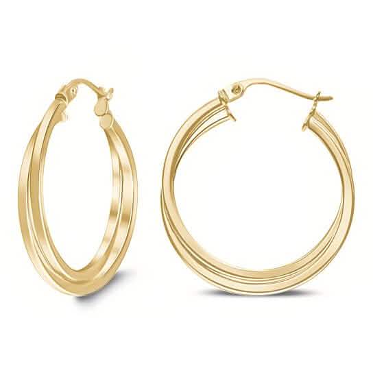 18K Yellow Gold Inter-Wind Hoop Earrings by DailySale