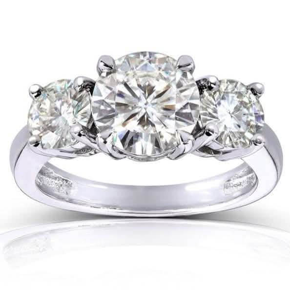 18kt White Gold Plated Lab Created 1.5CTTW 3 Stone Prong Ring by DailySale