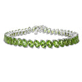 19.35 Ct Marquise Olive Green Peridot Prong Sterling Silver Inline Tennis Bracelet by Fine Color Jewels