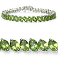 19.35 Ct Marquise Olive Green Peridot Prong Sterling Silver Inline Tennis Bracelet by Fine Color Jewels