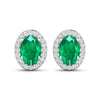 Genuine Zambian Emerald and Diamond Stud Earrings