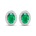 Genuine Zambian Emerald and Diamond Stud Earrings by Fine Color Jewels