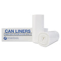 Inteplast Group Low-Density Commercial Can Liners, 60 gal, 0.8 mil, 38" x 58", White, 100/Carton