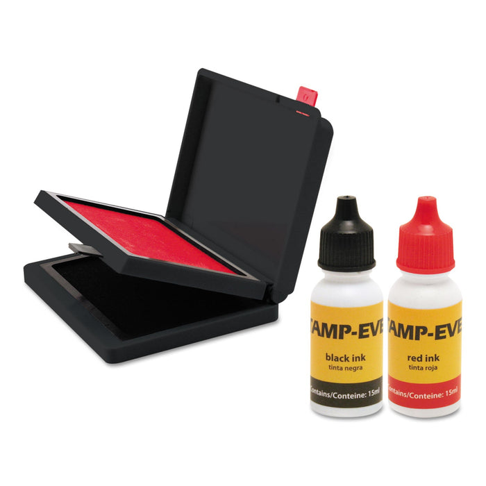 Trodat Two-Color Stamp Pad with Ink Refill, 4" x 2.38", Red/Black