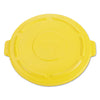 Rubbermaid Vented Round BRUTE Flat Top Lid for 44 gal Containers, 24.5" Diameter x 1.5h, Yellow