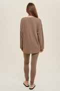 Two Piece Comfy Slub Set - Mocha by Boutique 23