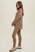Two Piece Comfy Slub Set - Mocha by Boutique 23