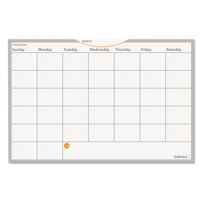 AT-A-GLANCE WallMates Self-Adhesive Dry Erase Monthly Planning Surfaces, 18 x 12, White/Gray/Orange Sheets, Undated