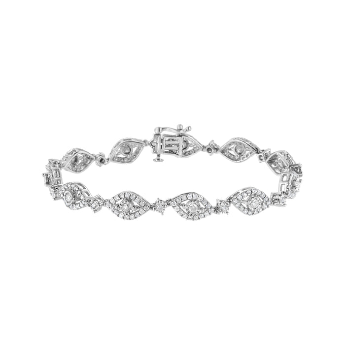 .925 Sterling Silver 2 1/2 Cttw Diamond Pear Shaped and Bezel Link Bracelet (I-J Color, I2-I3 Clarity) - 7.5 " by Bids.com
