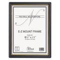NuDell EZ Mount Document Frame with Trim Accent and Plastic Face, Plastic, 8.5 x 11 Insert, Black/Gold