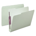 Smead Recycled Pressboard Folders with Two SafeSHIELD Coated Fasteners, 2" Expansion, 1/3-Cut Tab, Letter Size, Gray-Green, 25/Box
