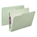 Smead Recycled Pressboard Folders with Two SafeSHIELD Coated Fasteners, 3" Expansion, 1/3-Cut Tab, Letter Size, Gray-Green, 25/Box