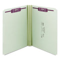 Smead Recycled Pressboard Folders with Two SafeSHIELD Coated Fasteners, 2" Expansion, Straight, Letter Size, Gray-Green, 25/Box