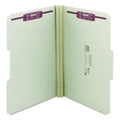 Smead Recycled Pressboard Folders with Two SafeSHIELD Coated Fasteners, 2" Expansion, 1/3-Cut Tabs, Legal Size, Gray-Green, 25/Box