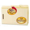 Smead SuperTab Reinforced Guide Height Fastener Folders, 2 Fasteners, Legal Size, 11-pt Manila Exterior, 50/Box