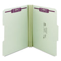 Smead Recycled Pressboard Folders with Two SafeSHIELD Coated Fasteners, 2" Expansion, 1/3-Cut Tab, Letter Size, Gray-Green, 25/Box