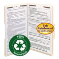 Smead Top Tab Fastener Folders, 1/3-Cut Tabs: Assorted, 2 Fasteners, Legal Size, 11-pt Manila Exterior, 50/Box