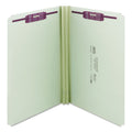 Smead Recycled Pressboard Folders with Two SafeSHIELD Coated Fasteners, 2" Expansion, Straight Tab, Legal Size, Gray-Green, 25/Box