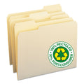 Smead 100% Recycled Manila Top Tab File Folders, 1/3-Cut Tabs: Assorted, Letter Size, 0.75" Expansion, Manila, 100/Box