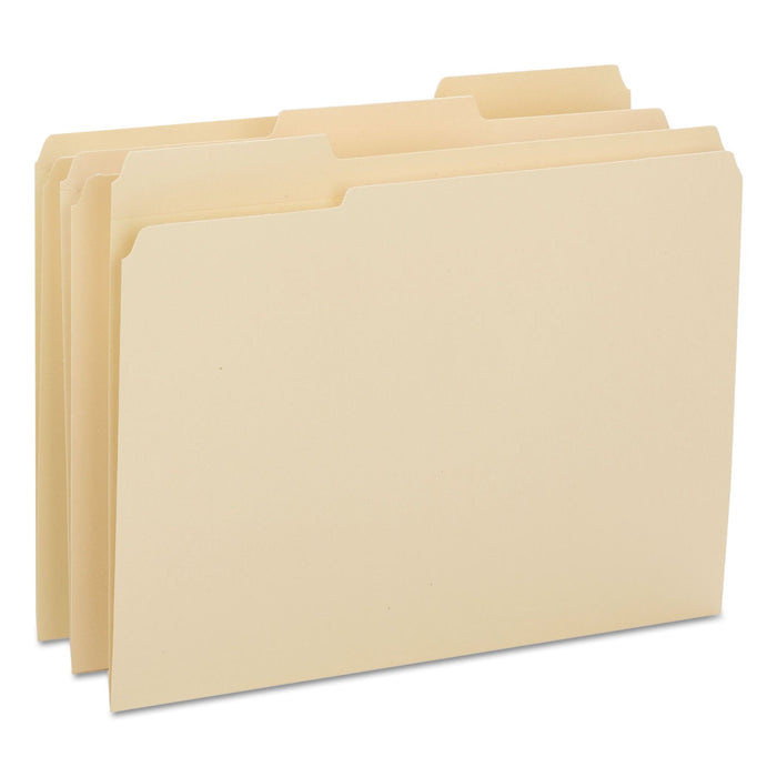 Smead Reinforced Tab Manila File Folders, 1/3-Cut Tabs: Assorted, Letter Size, 0.75" Expansion, 14-pt Manila, 100/Box