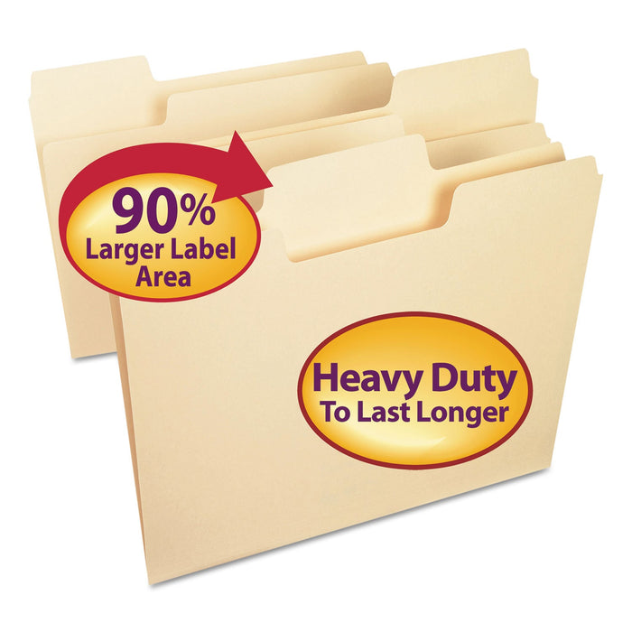 Smead SuperTab Top Tab File Folders, 1/3-Cut Tabs: Assorted, Letter Size, 0.75" Expansion, 14-pt Manila, 50/Box