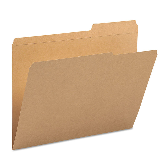 Smead Guide Height Reinforced Heavyweight Kraft File Folder, 2/5-Cut Tabs: Right of Center, Letter, 0.75" Expansion, Brown, 100/Box