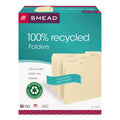 Smead 100% Recycled Manila Top Tab File Folders, 1/3-Cut Tabs: Assorted, Letter Size, 0.75" Expansion, Manila, 100/Box