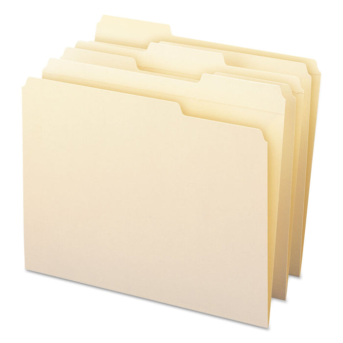 Smead WaterShed Top Tab File Folders, 1/3-Cut Tabs: Assorted, Letter Size, 0.75" Expansion, Manila, 100/Box