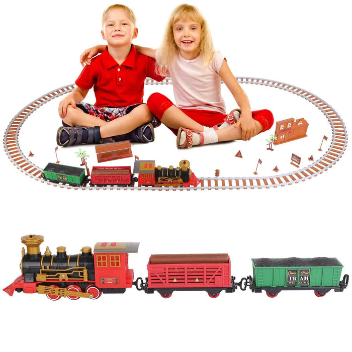 193-Piece: Electric Train Set Steam Locomotive Passenger Coach Coal Car Christmas Train by DailySale