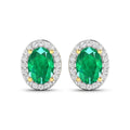 Genuine Zambian Emerald and Diamond Stud Earrings by Fine Color Jewels