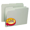Smead Expanding Recycled Heavy Pressboard Folders, 1/3-Cut Tabs: Assorted, Letter Size, 1" Expansion, Gray-Green, 25/Box