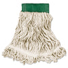 Rubbermaid Super Stitch Looped-End Wet Mop Head, Cotton/Synthetic, Medium, Green/White