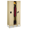 Tennsco Single-Tier Locker with Legs, Three Lockers with Hat Shelves and Coat Rods, 36" x 18" x 78", Sand