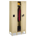 Tennsco Single-Tier Locker with Legs, Three Lockers with Hat Shelves and Coat Rods, 36" x 18" x 78", Sand