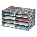 Bankers Box Decorative Sorter, 8 Letter Compartments, 19.5 x 12.38 x 10.25, Black/White Brocade