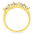 14K Yellow Gold Plated .925 Sterling Silver 1.0 Cttw Shared Prong-set Round Diamond 5 Stone Band Ring (J-K Color, I1-I2 Clarity) - Size 7 by Bids.com
