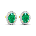 Genuine Zambian Emerald and Diamond Stud Earrings by Fine Color Jewels