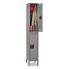 Tennsco Double Tier Locker with Legs, Single Stack, 12w x 18d x 78h, Medium Gray