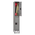 Tennsco Double Tier Locker with Legs, Single Stack, 12w x 18d x 78h, Medium Gray