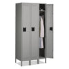 Tennsco Single-Tier Locker with Legs, Three Lockers with Hat Shelves and Coat Rods, 36" x 18" x 78", Medium Gray