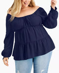Kiss and Tell Trendy Plus Size Tiered Smocked-Cuff Top, Size 3X by Vanessa Jane