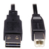Tripp Lite Universal Reversible USB 2.0 Cable, Reversible A to B (M/M), 6 ft, Black