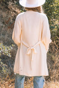 Solid Color Open Front Cardigan with Tie - Apricot by Boutique 23