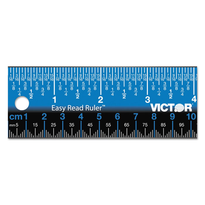 Victor Easy Read Stainless Steel Ruler, Standard/Metric, 18".25 Long, Blue