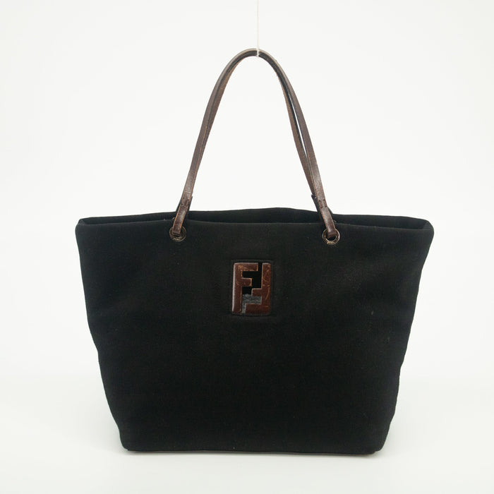 Fendi Black x Brown Velour x Leather Tote Bag #1951 by Bolt Boutique