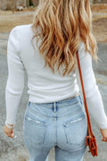 Cable Crossed V Neck Sweater - White by Boutique 23