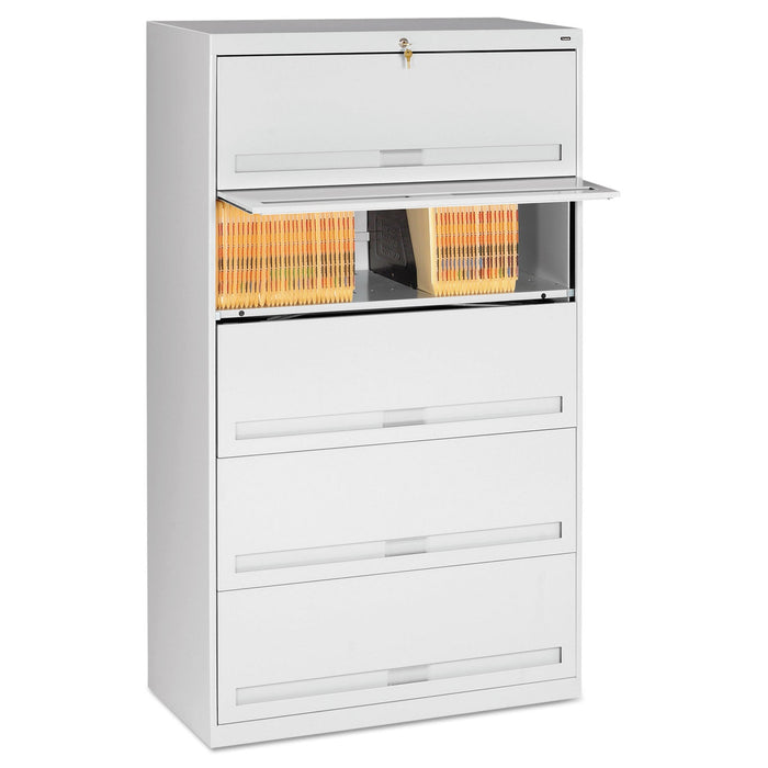 Tennsco Fixed Shelf Enclosed-Format Lateral File for End-Tab Folders, 5 Legal/Letter File Shelves, Light Gray, 36" x 16.5" x 63.5"